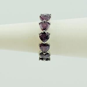 Bomb Party Ring Sz 7 "How Do You Like Me Now?" Amethyst Ice Crystal HEARTS Band